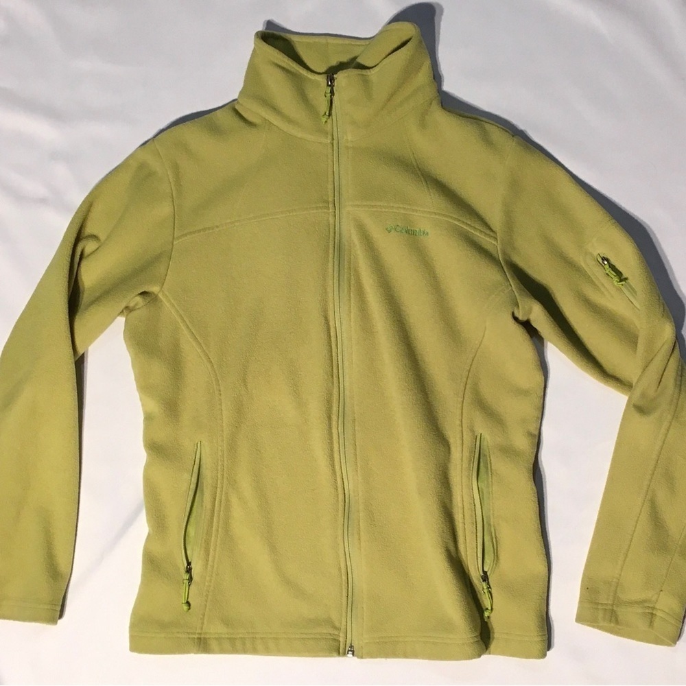 Women’s Large - chartreuse - Full Zipper - Fleece - lightweight- zip pockets
